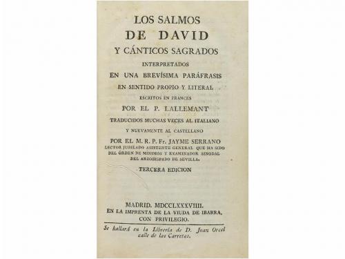 1789. LIBRO. (LITERATURA HEBREA). LALLEMANT, P.:. LOS SALMO