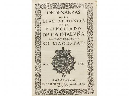 1742. LIBRO. (HISTORIA CATALUNYA). ORDENANZAS DE LA REAL AU