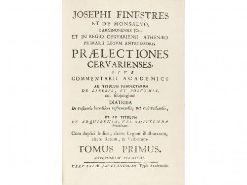 1750 ca.-1752. LIBRO. (CERVERA). FINESTRES ET DE MONSALVO, J