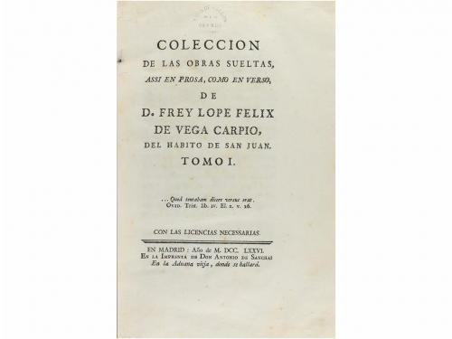 1776. LIBRO. (LITERATURA-SIGLO DE ORO). VEGA CARPIO, LOPE F