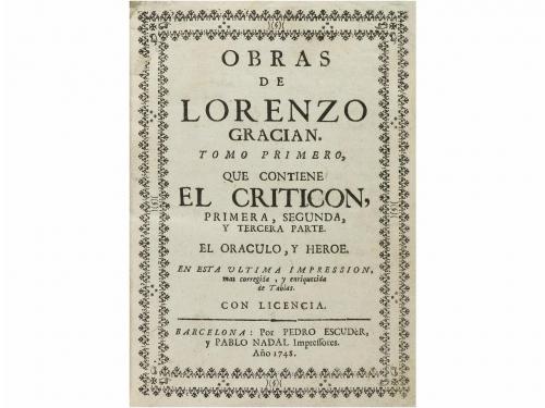 1748. LIBRO. (LITERATURA). GRACIAN, LORENZO:. OBRAS DE… que