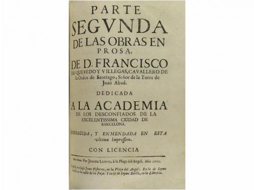 1702. LIBRO. (LITERATURA-SIGLO DE ORO). QUEVEDO VILLEGAS, F