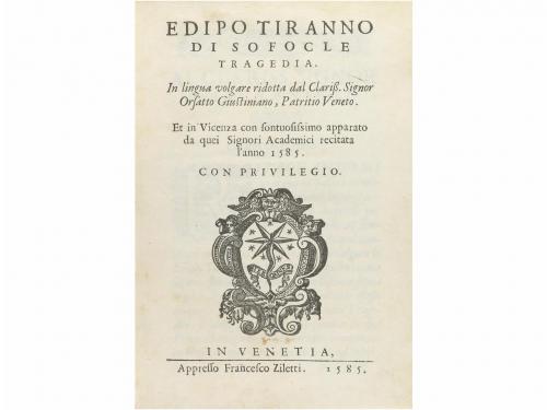 1585. LIBRO. (ENCUADERNACIÓN-CLÁSICOS). EDIPO TIRANNO DI SOF