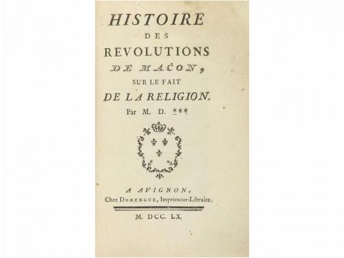1760. LIBRO. (HISTORIA). M. D. ***:. HISTOIRE DES REVOLUTION