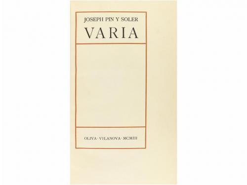 1903-1906. LIBRO. (LITERATURA). PIN Y SOLER, J.:. VARIA. ART