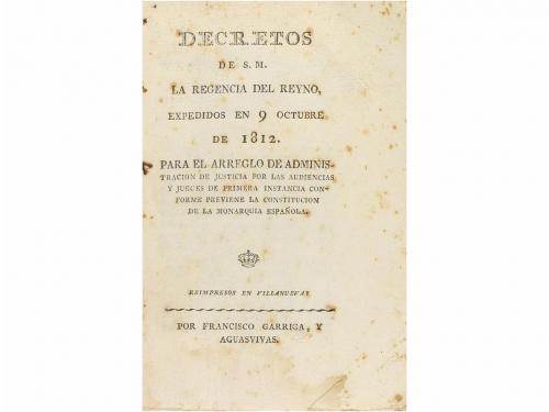 1812. FOLLETOS. (DERECHO). DECRETOS DE S. M. LA REGENCIA DEL