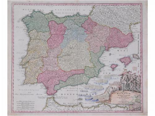 1690-1740 ca. MAPA. (ESPAÑA). BAPT. HOMANNO; DUVAL y PLACIDE