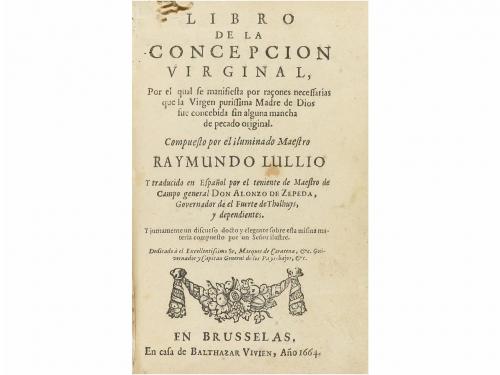 1664. LIBRO. (LULISMO). LLULL, RAMON:. LIBRO DE LA CONCEPCIÓ