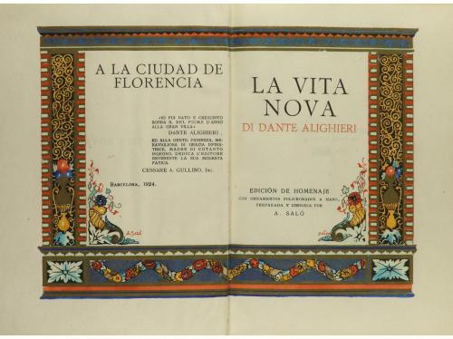 1924. LIBRO. (BIBLIOFILIA). ALIGHIERI, DANTE:. LA VITA NOVA.