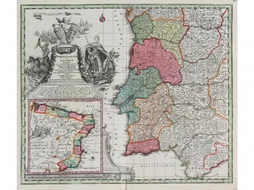 1720 ca. MAPA. (PORTUGAL-ANDALUCÍA-BRASIL). SEUTTER, M.:. PO