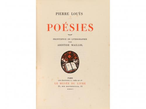 1926. LIBRO. (BIBLIOFILIA). LOUYS, PIERRE:. POÉSIES. Paris: 