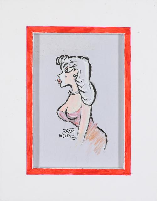 1960 ca. ORIGINAL ARTÍSTICO. PEÑARROYA:. DIBUJO FEMENINO. 16