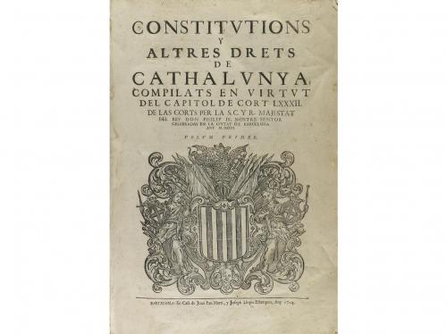 1704. LIBRO. (DERECHO-CATALUNYA). CONSTITUTIONS Y ALTRES DRE