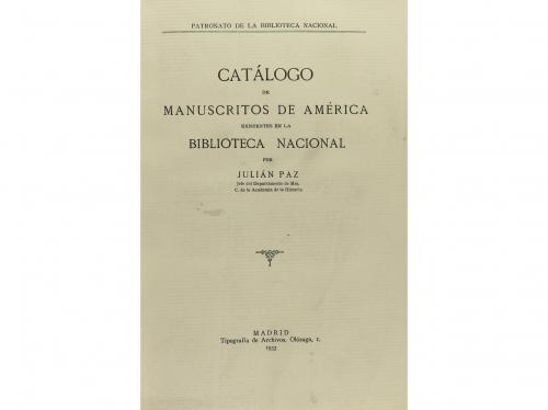 1933. LIBRO. (BIBLIOGRAFÍA). PAZ, JULIAN:. CATÁLOGO DE MANUS