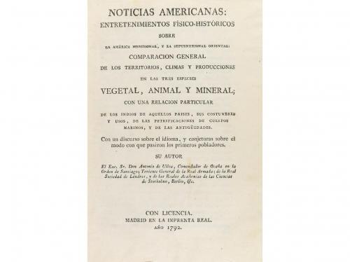 1792. LIBRO. (HISTORIA-AMÉRICA). ULLOA, ANTONIO DE:. NOTICIA