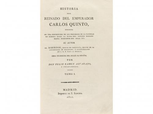 1821. LIBRO. (HISTORIA). ROBERTSON:. HISTORIA DEL REINADO DE
