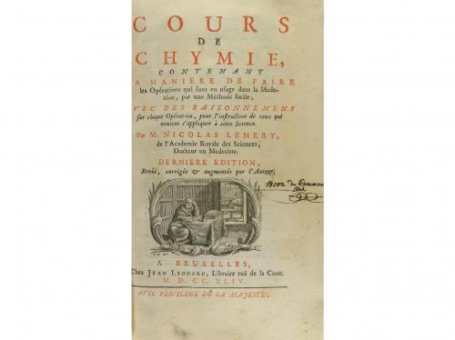 1744. LIBRO. (CIENCIAS). LEMERY, NICOLAS:. COURS DE CHYMIE, 