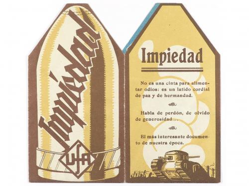 1927. PROGRAMA DE MANO. IMPIEDAD. Díptico troquelado, litogr