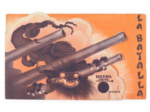 1933. PROGRAMA DE MANO. LA BATALLA. Díptico troquelado. Offs