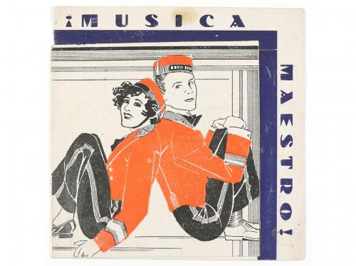 1940 ca. PROGRAMA DE MANO. ¡MUSICA MAESTRO!. Díptico troquel
