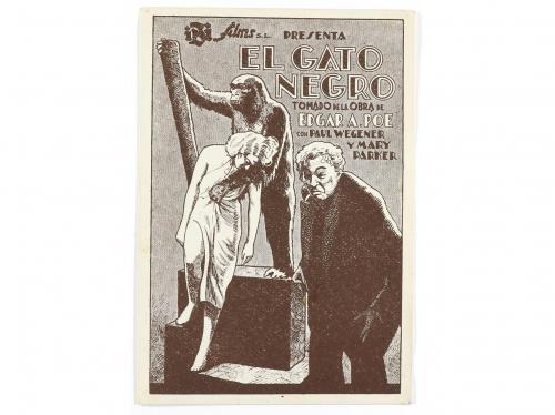 1932. PROGRAMA DE MANO. EL GATO NEGRO. Tarjeta postal, litog