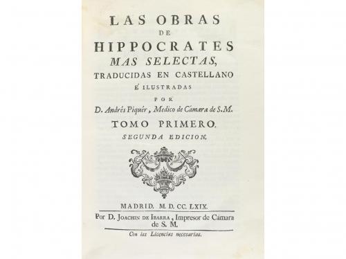 1769- 1674. LIBRO. (MEDICINA). HIPPOCRATES:. LAS OBRAS DE HI