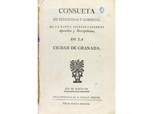1859. LIBRO. (GRANADA). CONSUETA DE CEREMONIAS Y GOBIERNO, D