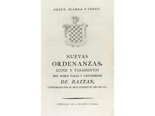 1832. LIBRO. (DERECHO-BAZTAN). NUEVAS ORDENANZAS, COTOS Y PA