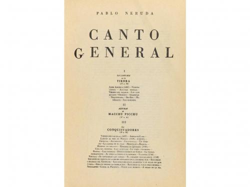 1952. LIBRO. (LITERATURA). NERUDA, PABLO:. CANTO GENERAL. Mé