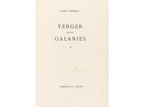 1911. LIBRO. (LITERATURA CATALANA). CARNER, JOSEP:. VERGER D