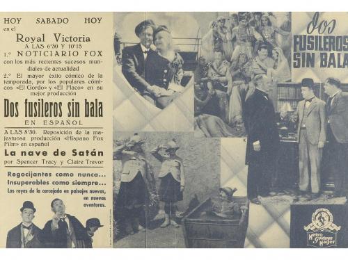 1935. PROGRAMA DE MANO. DOS FUSILEROS SIN BALA. Offset. Dípt