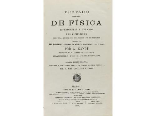 1865. LIBRO. (CIENCIAS-FÍSICA). GANOT, A.:. TRATADO ELEMENTA