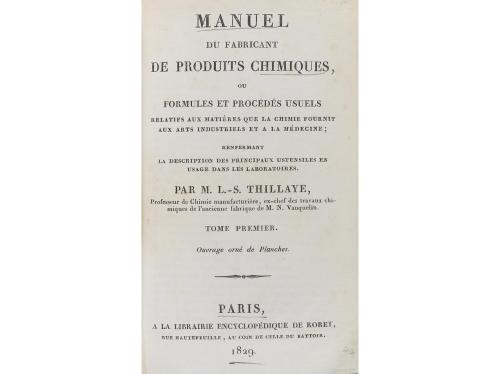 1829. LIBRO. (CIENCIAS-QUÍMICA). THILLAYE, M. L. S.:. MANUEL