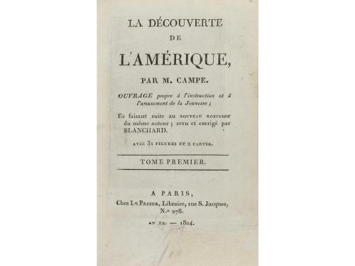 1804. LIBRO. (LITERATURA). CAMPE, M.:. LA DÉCOUVERTE DE L&#39;AM