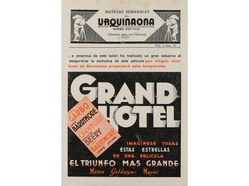 1932. PROGRAMA DE MANO. GRAND HOTEL. Sencillo, en offset. En