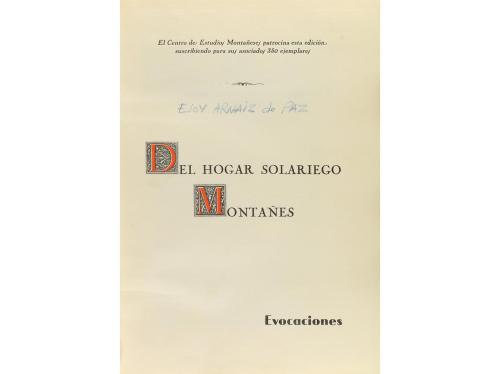 1936. LIBRO. ARNAIZ DE PAZ, ELOY:. EL HOGAR SOLARIEGO MONTAÑ