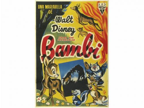 1942. CARTEL CINE. LLO-AN:. BAMBI. Litografía. 100 x 70 cm (