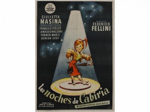 1957. CARTEL CINE. LAS NOCHES DE CABIRIA. LA NOTTI DE CABIRI