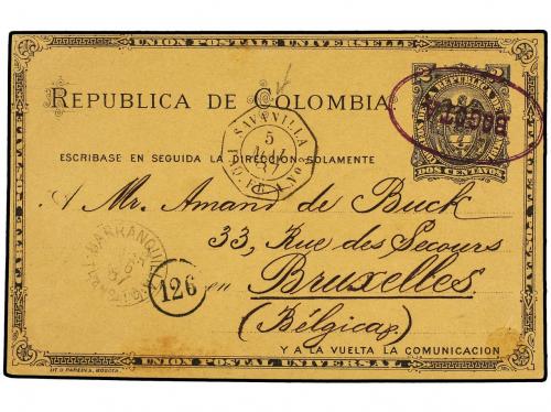 ✉ COLOMBIA. Ed. . 1887 (May 5). Colombia 2 c. black on yello