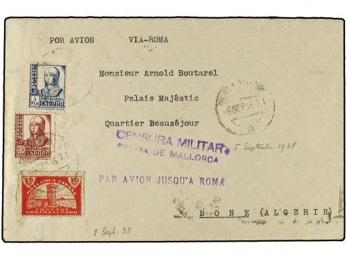 ✉ ESPAÑA GUERRA CIVIL. 1938. CUATRO cartas (1 frontal) circu