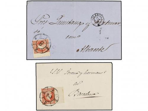 ✉ ESPAÑA. Ed. 48 (2). 1859. Dos cartas con sello de 4 cuarto