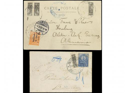 ✉ PARAGUAY. 1903. Carta y tarjeta postal circulados con sell