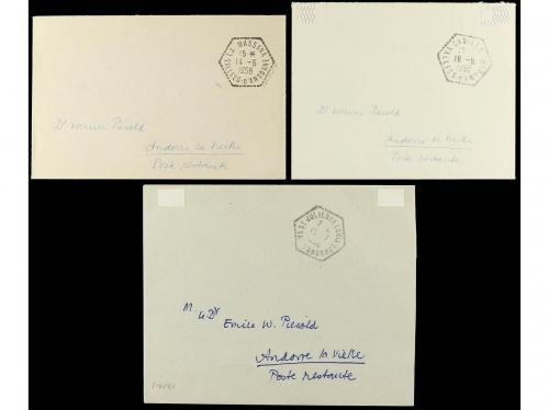 ✉ ANDORRA: ANDORRA FRANCESA. 1958. Tres cartas circuladas en