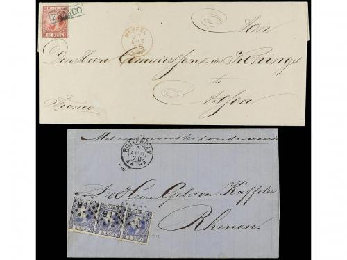 ✉ HOLANDA. Ed. 7, 8, 10. 1862-72. 5 cartas con sellos de 5 c