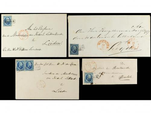 ✉ HOLANDA. Yv. 4. 1865-67. Siete cartas con sellos de 5 cts.