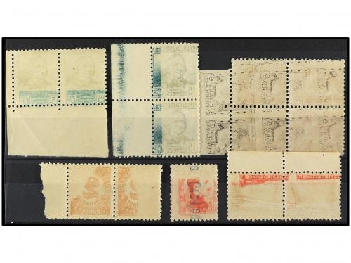 ESPAÑA. Conjunto de sellos con impresiones parcialmente calc