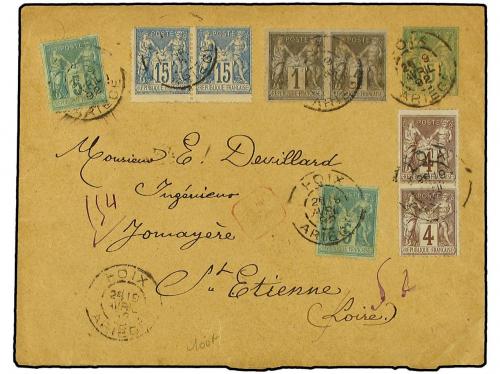 ✉ FRANCIA. Ed. . 1892. 5 c. Green on buff stationery envelop
