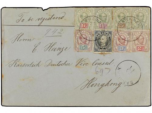 ✉ SARAWAK. 1898. Registered cover franked with 2 c., 3 c.,