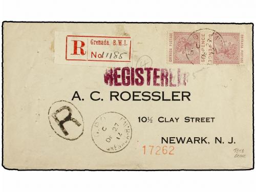 ✉ GRENADA: GRENADINAS. Ed. . 1912. Registered cover used to 