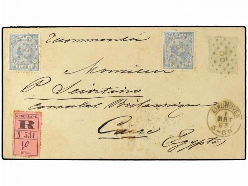✉ HOLANDA. Ed. . 1893. 12 1/2 c. Grey stationery envelope se